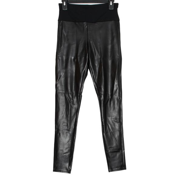 Spanx Leggings Faux Leather Grunge Rockabilly Goth Punk Rock Biker Black Medium - Picture 1 of 4